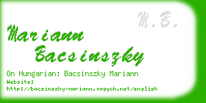 mariann bacsinszky business card